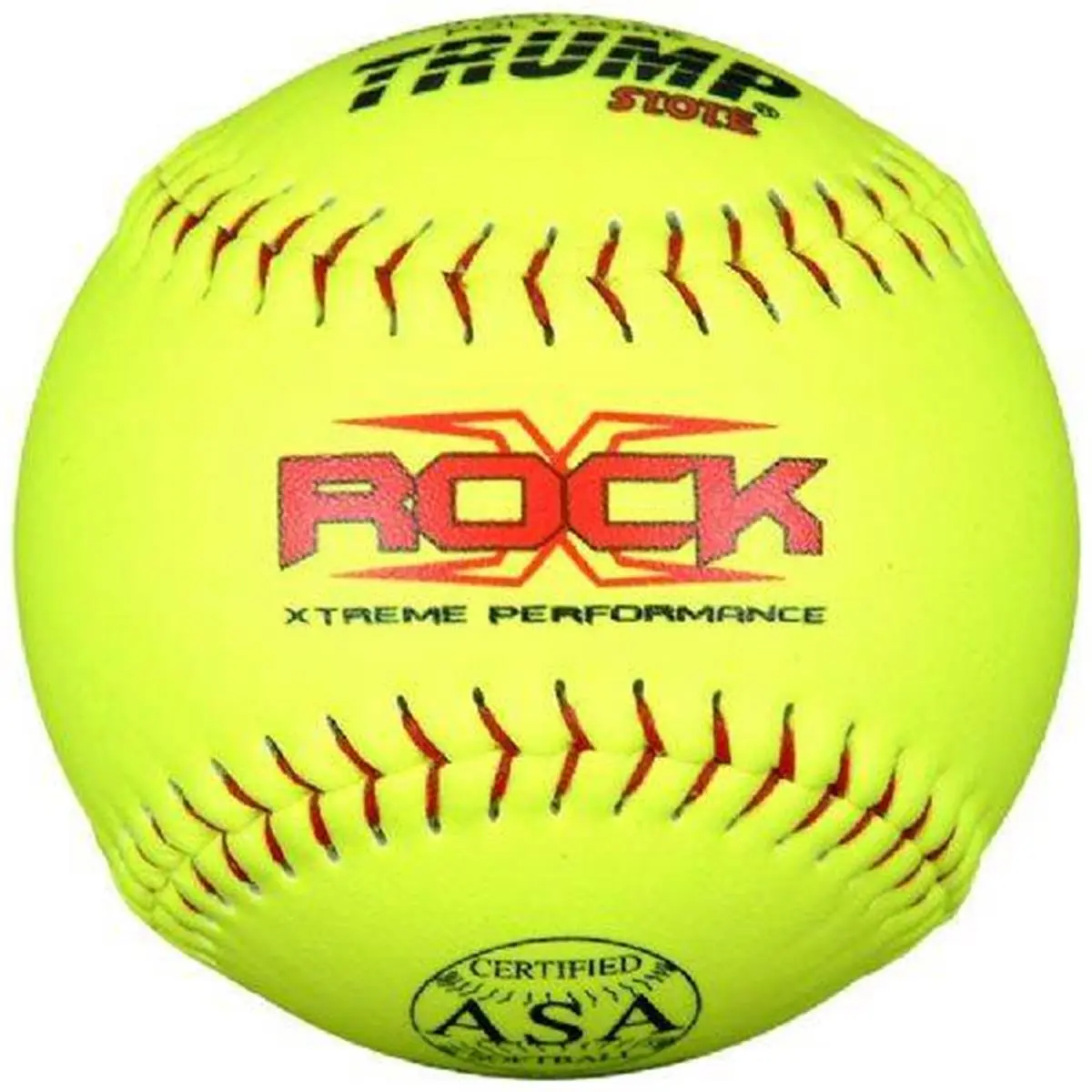 Slowpitch Softball, 12-Inch Yellow Composite Leather Game Ball with Red Stitching and Polycore, Official Certified ASA Stamp, .44 COR 375 Compression