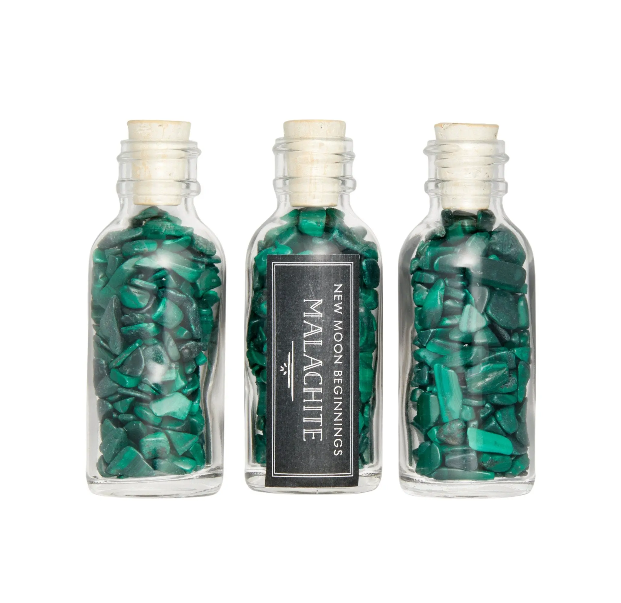 Malachite Gem Bottle - Polished Chips of Malachite Crystals
