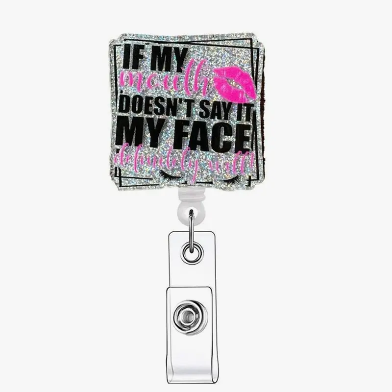 Retractable Badge Reel, 1 Count Acrylic ID Holder with Clip for Nurses, Doctors, Students & Office Staff, Identification Badges & Supplies, Badge Reels Retractable