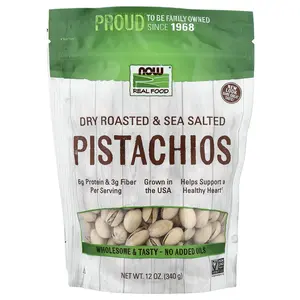 NOW Foods Real Food, Pistachios, Dry Roasted & Sea Salted, 12 oz (340 g)