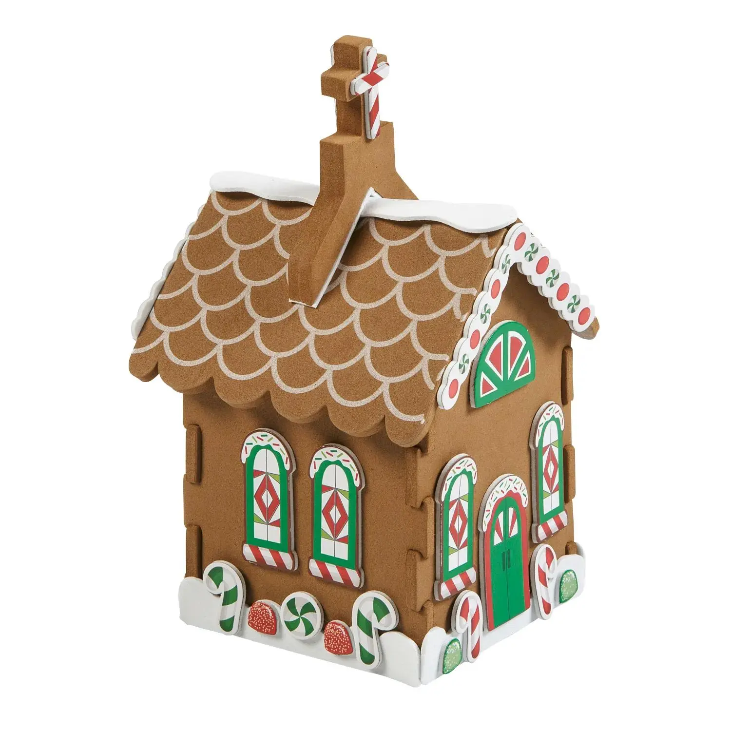 3 3/4" x 6" 3D Gingerbread Church Brown Foam Craft Kit - Makes 12
