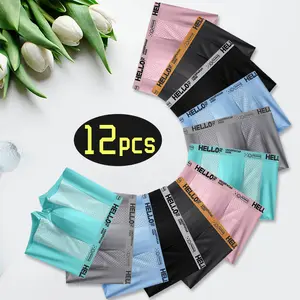 Men's Basic Boxer Briefs 6 or 12 Pack, Classic Plain Silky High-Stretch Fabric, Breathable & Moisture-Wicking with Odor Control
