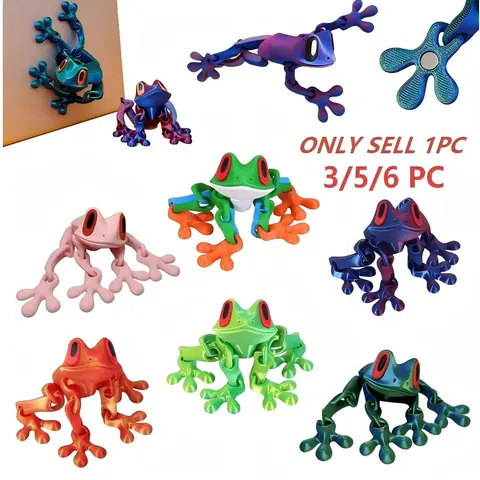 Refrigerator Magnets, Higher End Fridge Magnets, 3D Printed Magnetic Frog, Realistic Jointed Jumping Frogs Model, Cute Movable Frog Decoration for Fridge and Metal Surfaces, Refrigerator Decorating Magnet, Refrigerator Magnets Decorative, Magnetic Item
