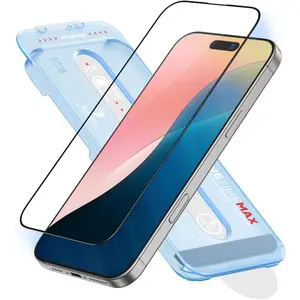 3 Pack For iPhone 16 Pro Max Screen Protector: Clear Anti-Blue Light Screen Protector,Infinity Edge, Military-Grade Tempered Glass, Durable, Easy Install, Dust-Free