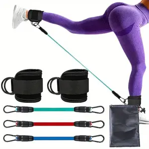 Resistance Bands 5-Pack Ankle Band Set for Leg and Hip Training TPE Material with Comfortable Grip Ideal for Home Workouts Exercise Equipment Yoga Gym Fitness Adjustable Bands
