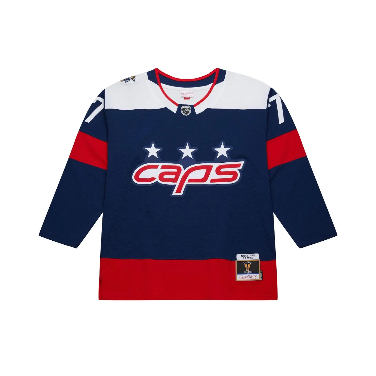 TJ Oshie Washington Capitals Navy 2018 NHL Stadium Series Game Authentic Jersey Throwback Hockey Fan Gear Mitchell & Ness