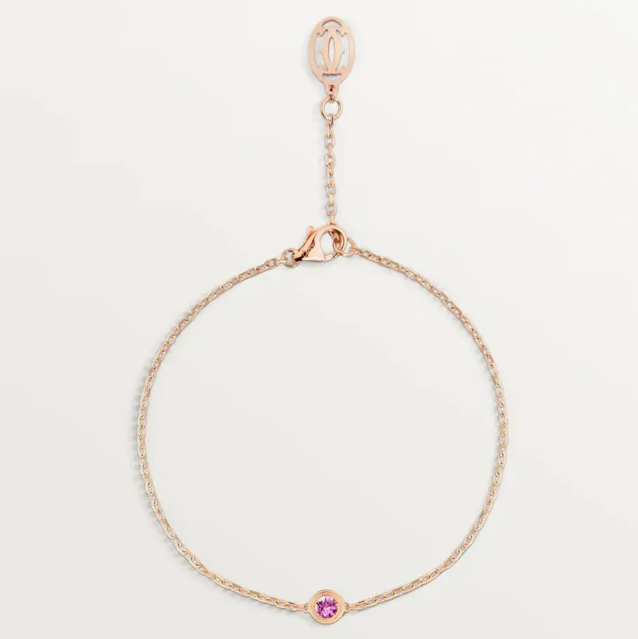 Pre-owned Cartier D'Amour Rose Gold Bracelet Small Model, 0.09ct Pink Sapphire, 2023 Full Set