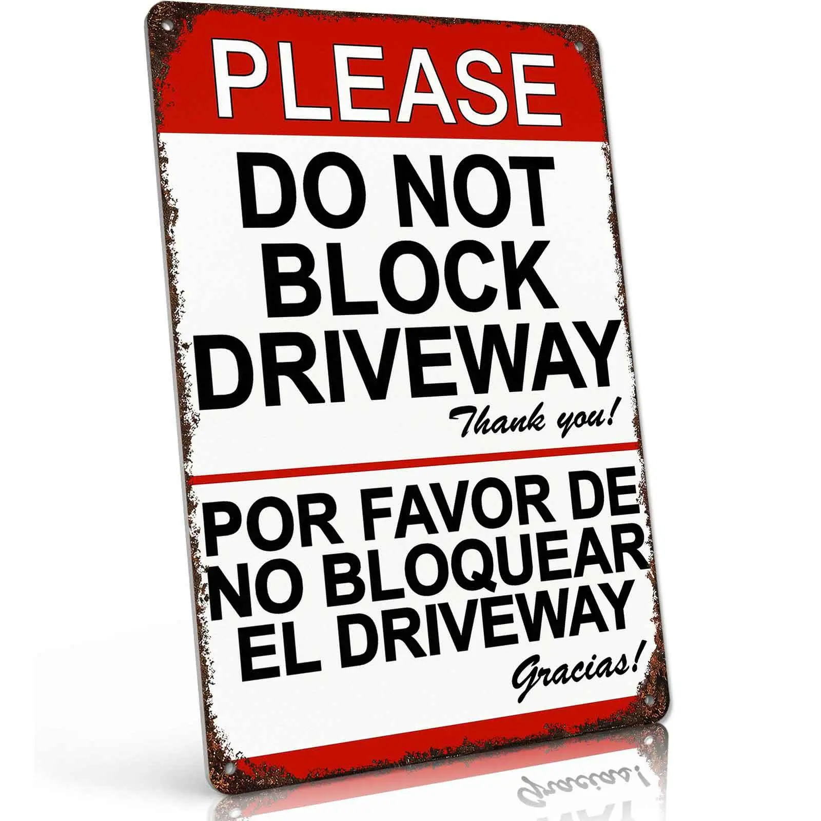 Do Not Block Driveway Metal Sign 8x12 Inch, Funny Aluminum Wall Decor for Driveways Streets Roads Yards