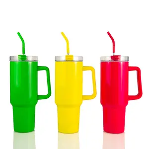 Hogg 40oz Sublimatable Neon Traveler Mug - Silicone Travelware with Lid, Includes Colorful Straws, Insulated Design