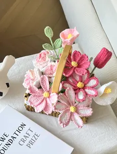 【 Mother's Day Gift 】Loop & Bloom Handmade Crochet Galsang without vase, 11pcs, Mixed Roses and Calla Lilies, Decorative Faux Flower for Home, Prom, Anniversary, Wedding and Birthday, Gift for Her, Mom, Wife, Home Decor, Includes Card