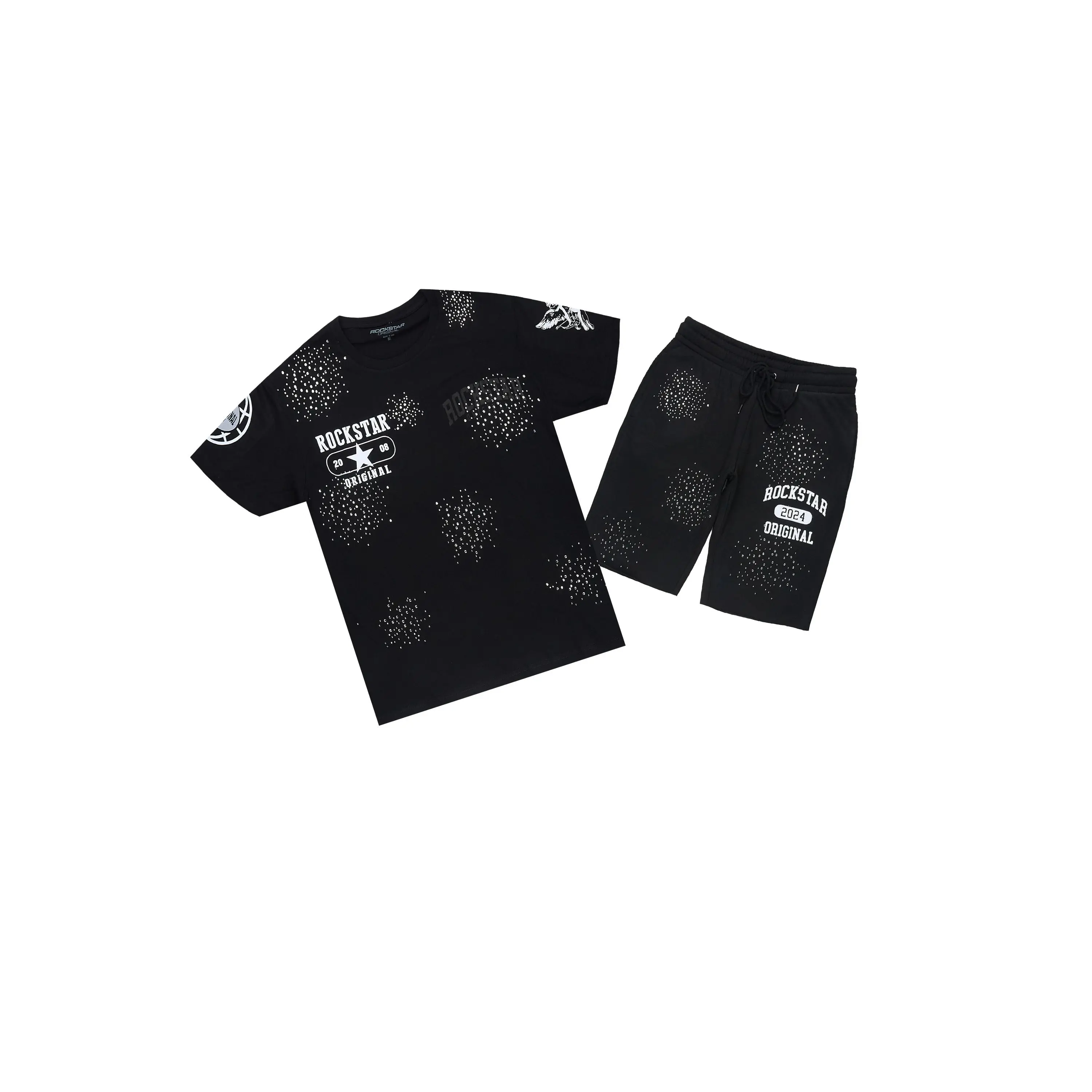 Gutta 2.0 Black/Black Rhinestone T-Shirt/Short Set