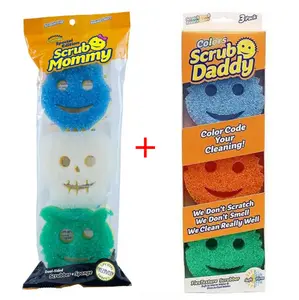 Scrub Daddy 3 Scrub Daddy Sponges & 3 Scrub Mommy Kitchen Sponges - Scratch-Free for Dishes & Multipurpose Cleaning - BPA Free & Made with Polymer Foam - Stain & Odor Resistant (8 Pack)