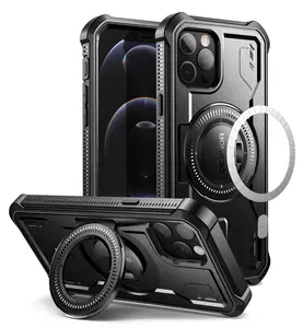 Dexnor Magnetic Case for iPhone 12 iPhone 12 Pro Case Compatible with MagSafe Built in Screen Protector and Kickstand Full-Body Shockproof Rugged Bumper Phone Cover for iPhone 12/12 Pro