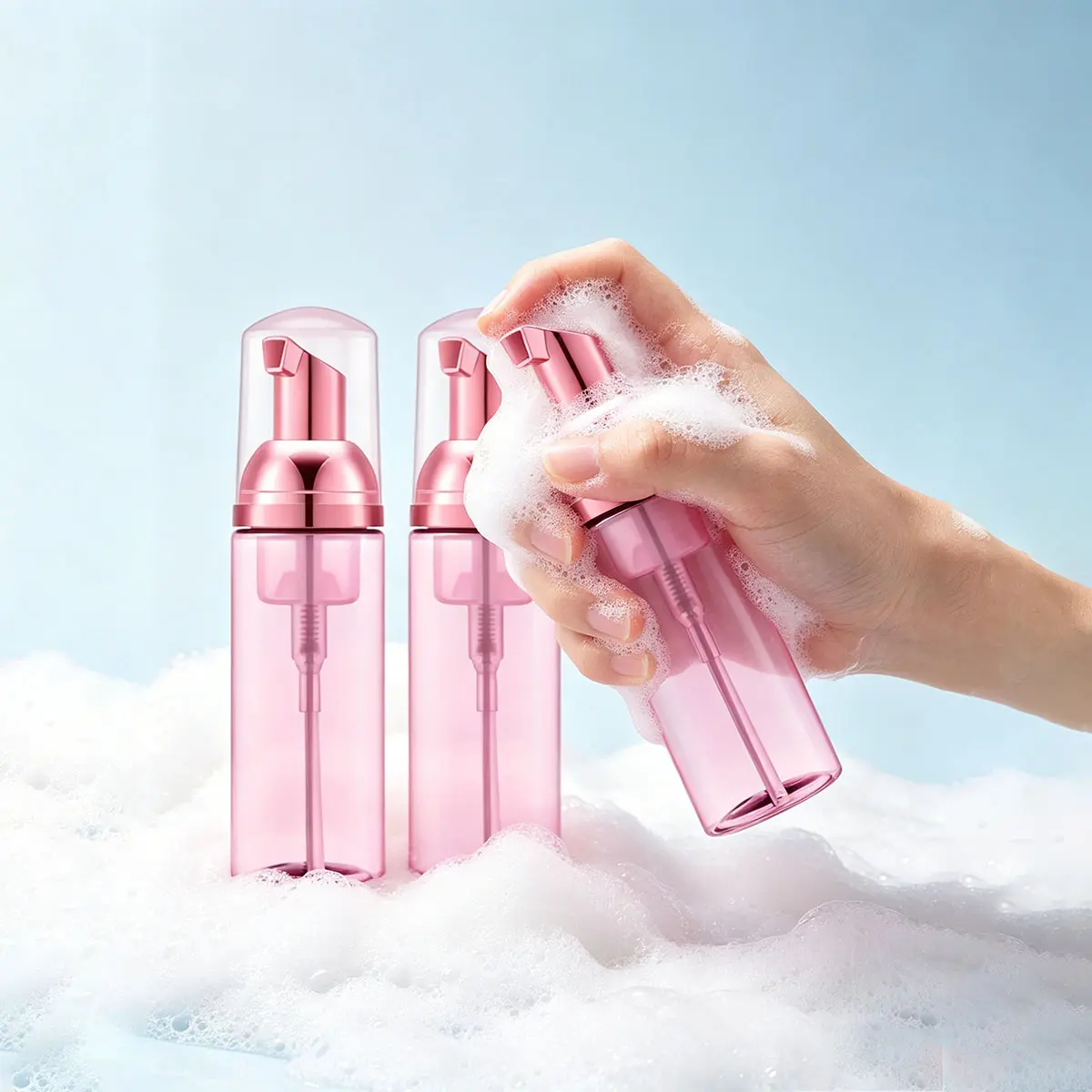 1/3/12 pieces 60 ml / 2 oz small-sized mousse foam soap dispenser, transparent plastic soap dispenser, mini empty refillable pump container, for face washing, eyelash washing, shampooing, skin care (pink)