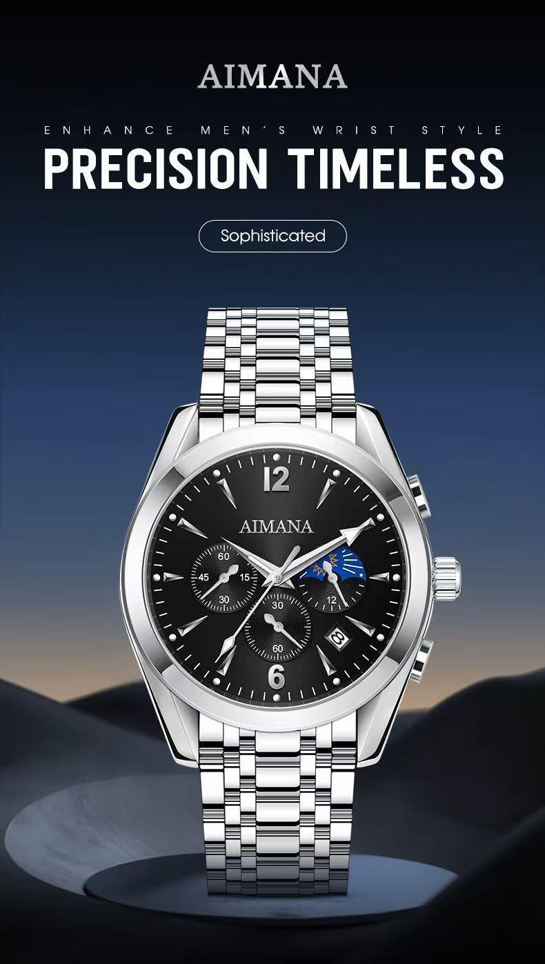 Men's Luxury Chronograph Watch – Available in two color options, crafted from stainless steel with a luminous dial.with three sub-dials and control buttonsand a date display. A perfect gift choice for men. Men's Luxury Chronograph Watch – Available in two color options, crafted from stainless steel with a luminous dial.with three sub-dials and control buttonsand a date display. A perfect gift choice for men.