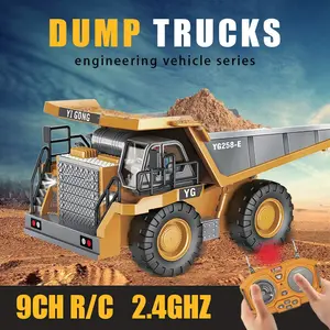 RC Car RC Dump Truck Toy, 9-Channel Remote Control Toy with Metal Bed & Light, Rechargeable Battery, Kids Construction Vehicle Truck Toys for 3+ Boys, RC Excavator, Perfect 2024 Kid Birthday Gift for Ages 3-12+