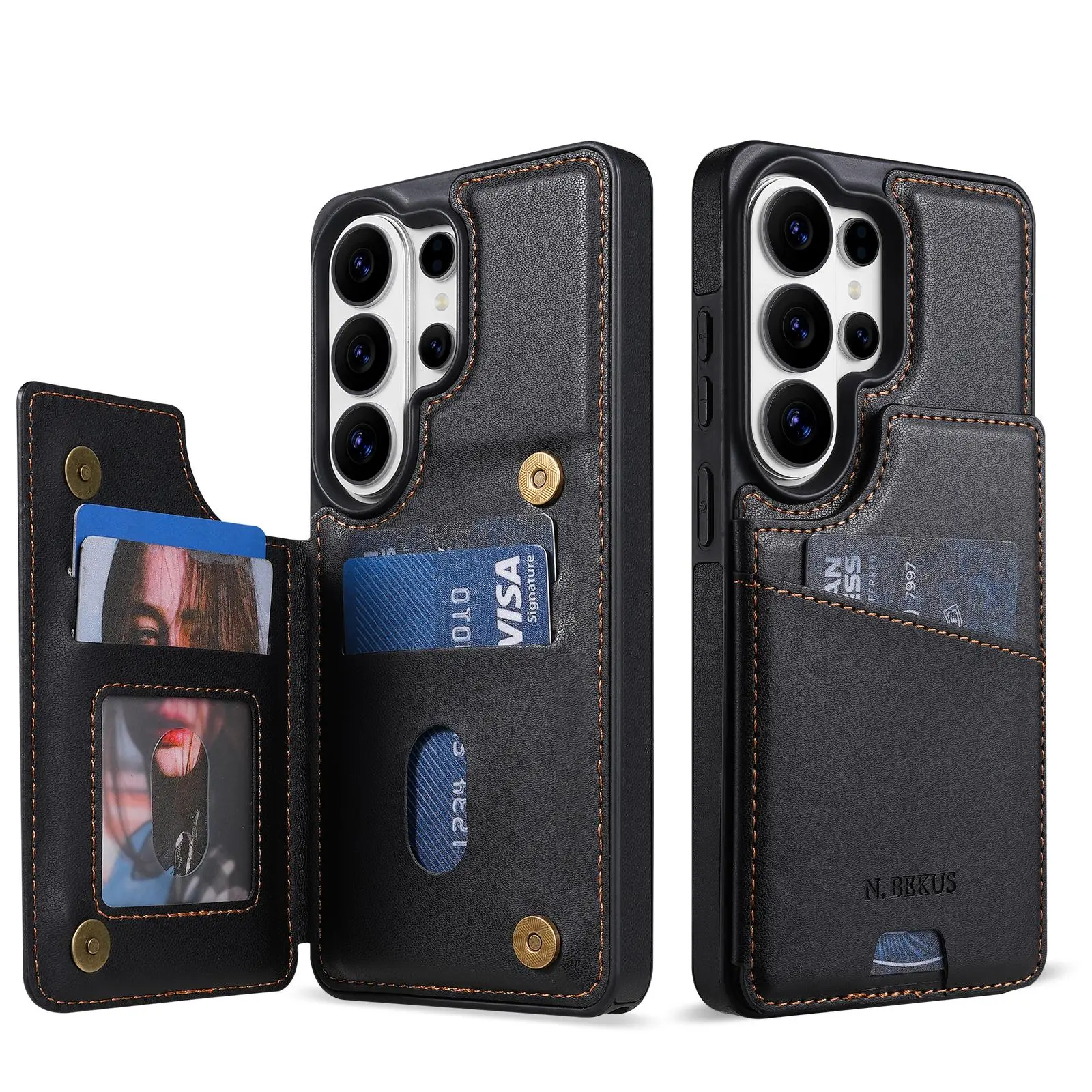 Wallet Case for Samsung Galaxy S26 Ultra/S26 Plus/S26, Magnetic Card‑Slot Back Cover with Kickstand, Shockproof TPU‑PU Leather Business Protective Phone Shell, Minimalist Business Purse Case for Men Women