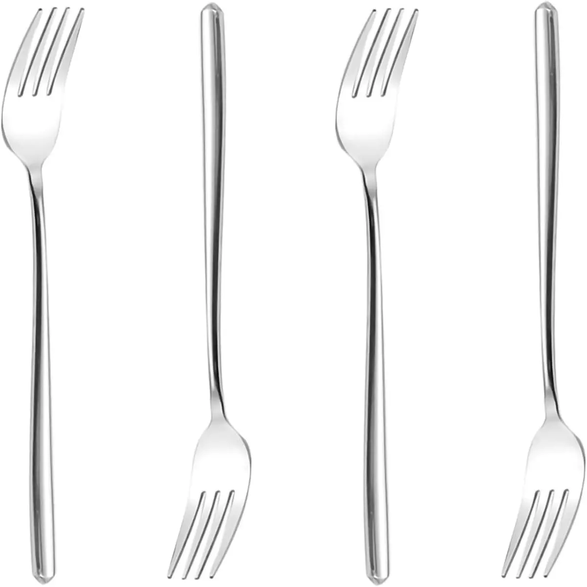 Long handle Dinner Forks Stainless Steel Round handle Dinner Forks,Korean Long handle Dessert Forks  Pack of 4