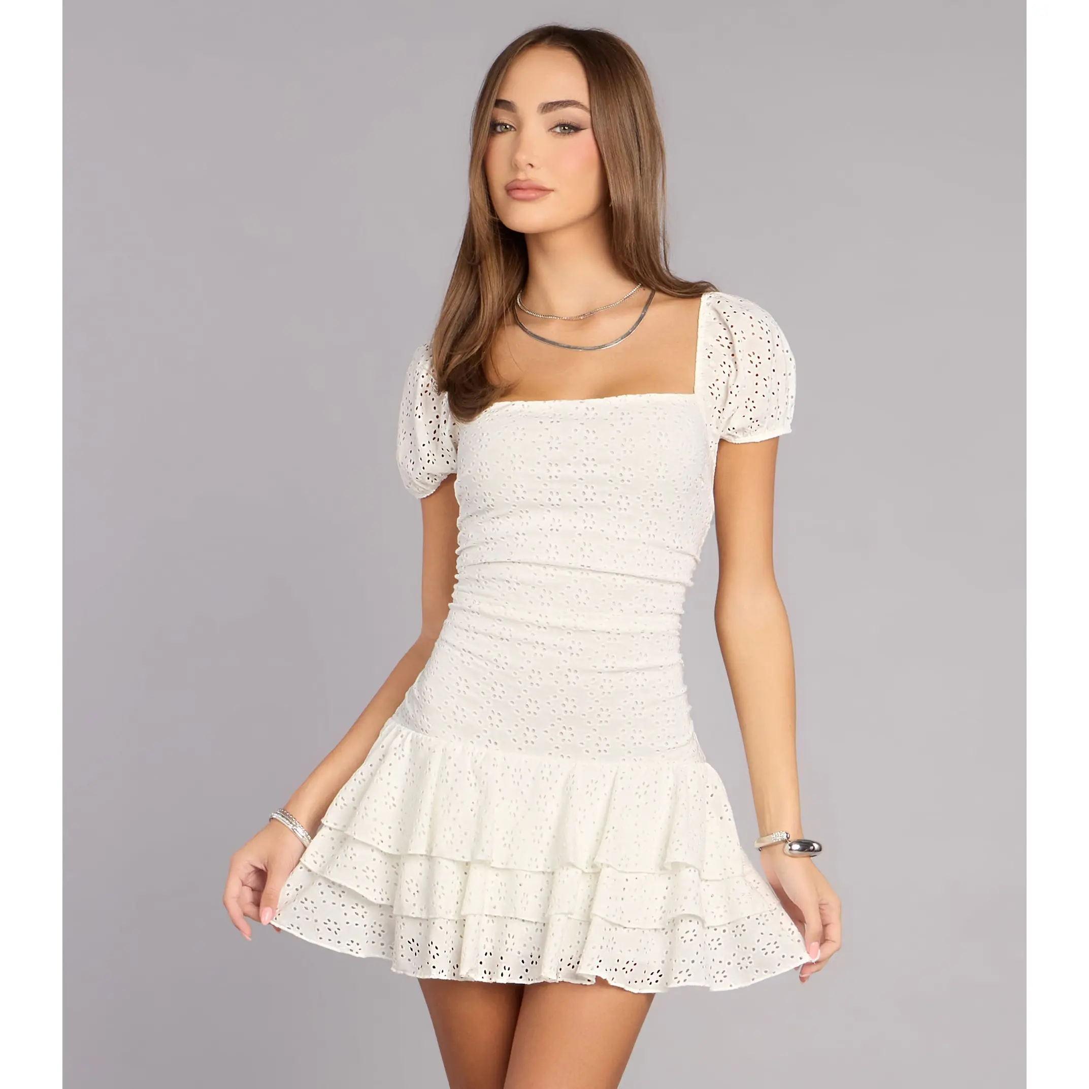 Dreamy Eyelet Ruffle Mini Dress Dreamy Eyelet Ruffle Mini Dress