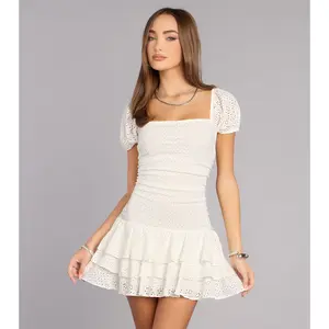 Dreamy Eyelet Ruffle Mini Dress