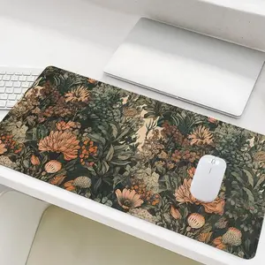 Vintage Floral Pattern Extended Mouse Pad, 1 Count Rectangle Non-slip Gaming Mouse Pad, Office Desk Keyboard Pad for Home Office Desk, Desk Accessories