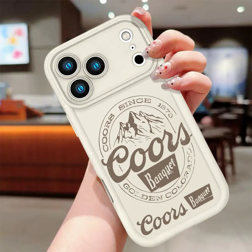 Coors Banquet Vintage Mountain Logo Phone Case For iPhone 17 16 15 14 13 12 11 Pro Max Plus X XR XS，Retro Beer Label Graphic Soft TPU Shockproof Bumper Cover Large Raised Camera Cutout Anti‑Drop Protective Case For Men Beer Lovers