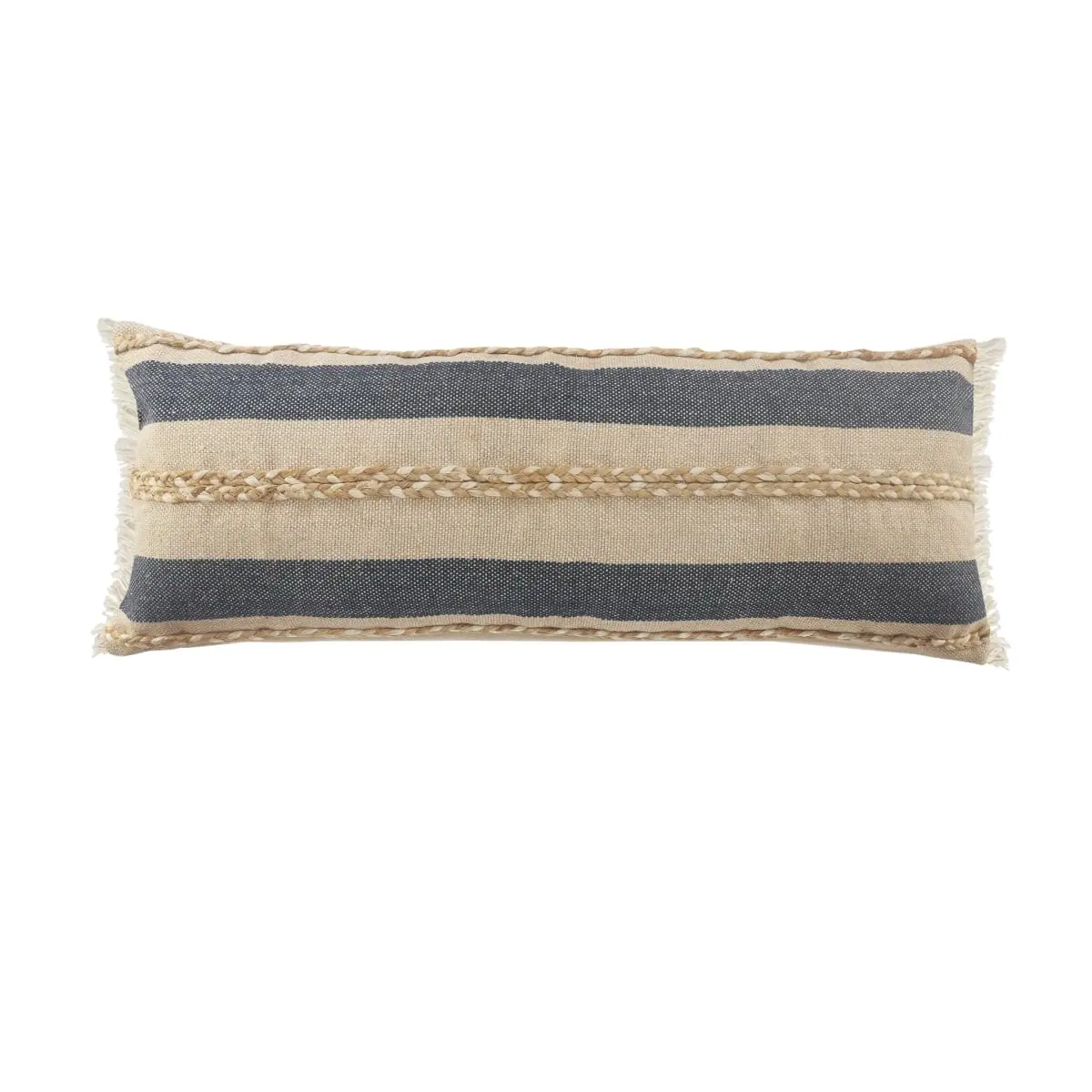 14 x 14 x 36 in. Blue Coastal Zippered Jute Throw Pillow - Set of 2