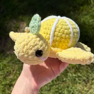 Handmade Lemon Fruit Turtle Crochet Plushie!