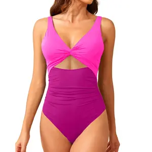 Tempt Me Women's One Piece Swimsuits Sexy Tummy Control Cutout Bathing Suits Ruched V Neck Twist Front Swimwear for Summer Beach Holiday Vacation