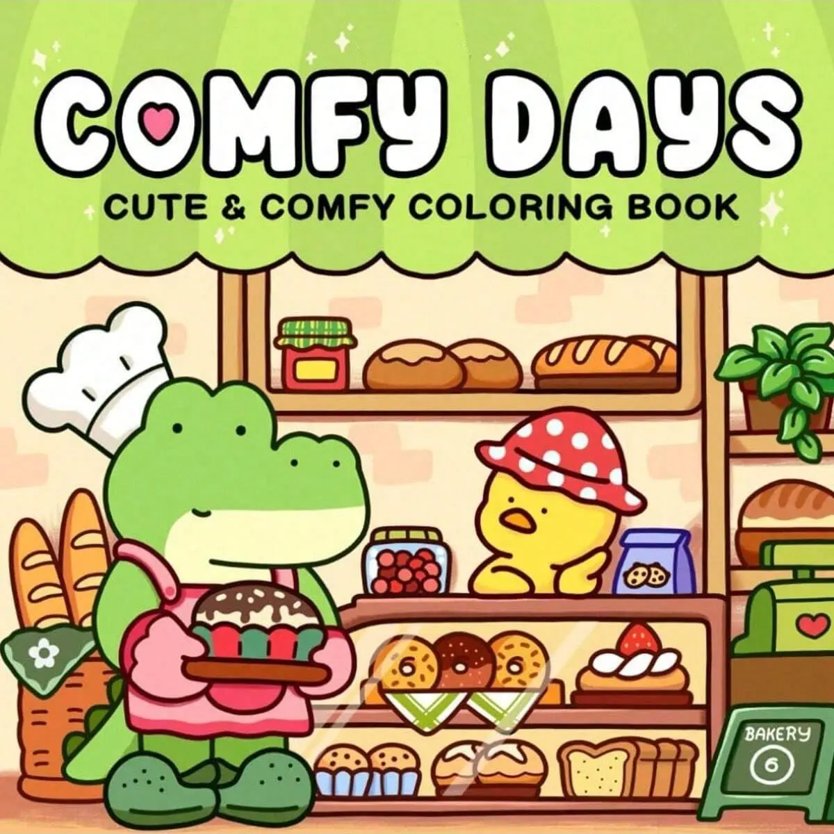 1pc COMFY DAYS Illustrated coloring book For Adults And Kids, Simple And Big Designs For Relaxat, Large Coloring Pages, Unique Illustrations, Easily Colorable, Coloring Book For Stress Relief And Relaxation, Christmas gift