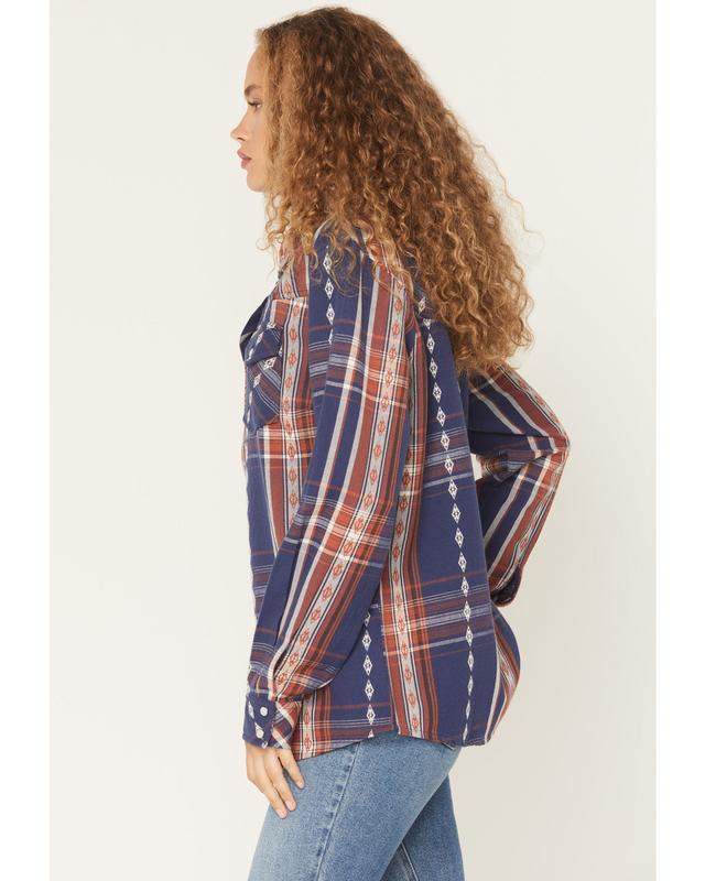 Glenmond Dobby Plaid Print Long Sleeve Snap Flannel Shirt