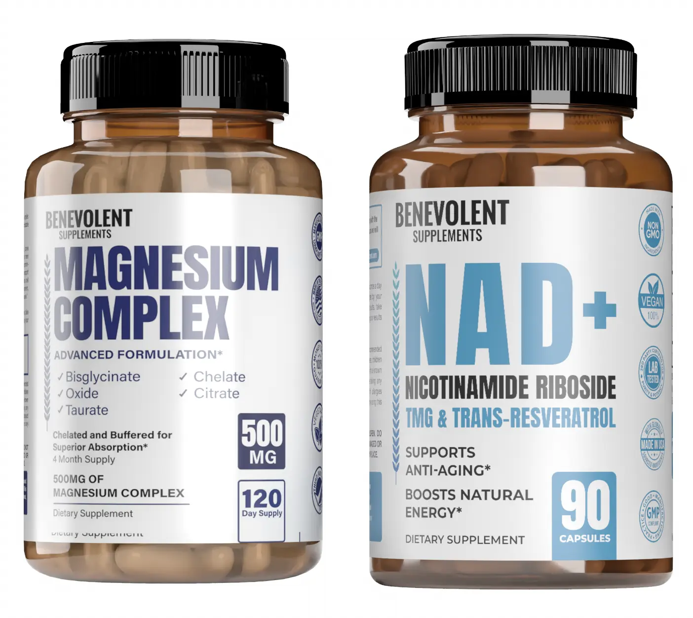 Cellular Energy Duo - NAD+ & Magnesium Complex for Cellular Repair, Energy Production, and Muscle Recovery