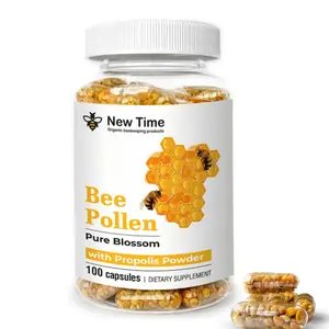 Bee Pollen with Propolis Powder, 100 Capsules, Organic Dietary Supplement