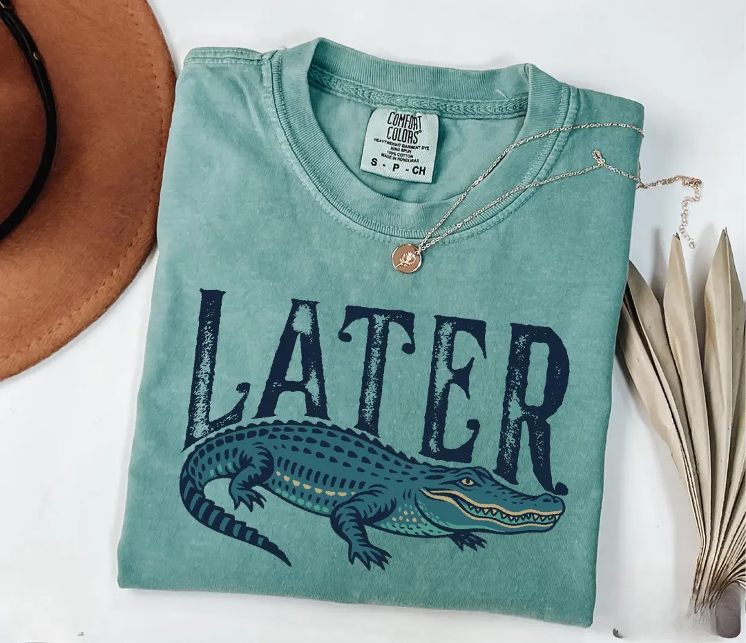 Comfort Colors Later Gator T-Shirt, Funny Alligator Sweatshirt, Southern Saying Gift, Retro Gator Tee, Florida Lover Top, Crocodile Shirt - ShamCren