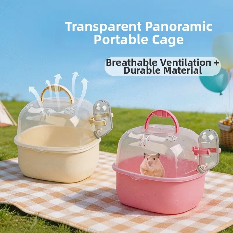 Portable Hamster Cage, Travel Carrier for Small Pets, Safe Anti-Escape Design, Breathable and Ventilated, Essential for Pet Walks, Hamster Enclosure