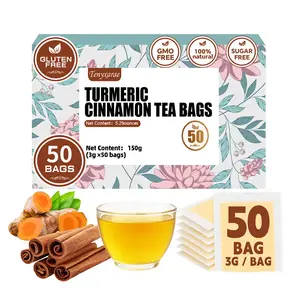 Organic Turmeric Ginger Cinnamon Tea Bags (50 Pack, 3g/Bag) | Natural Turmeric & Cinnamon | Anti-Inflammatory & Additive-Free | Caffeine-Free, Sugar-Free, Vegan | Eco-Wraps