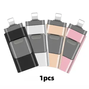 4 in 1 OTG Flash Drive for iPhone, iPad & Type-C & Android Phones & Computer, USB 3.0 High Speed Memory Stick 64GB 128GB 256GB 512GB 1TB Photo Stick Pen Drive Thumb Drive with Backup Function