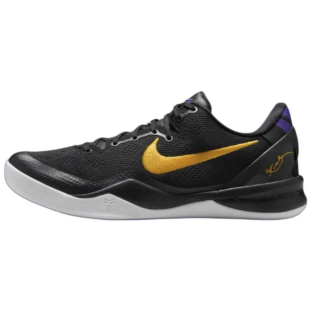 Nike Kobe 8 Protro Lakers Away Low Top Basketball Shoes Unisex Black University Gold-White-Court Purple HF9550-001