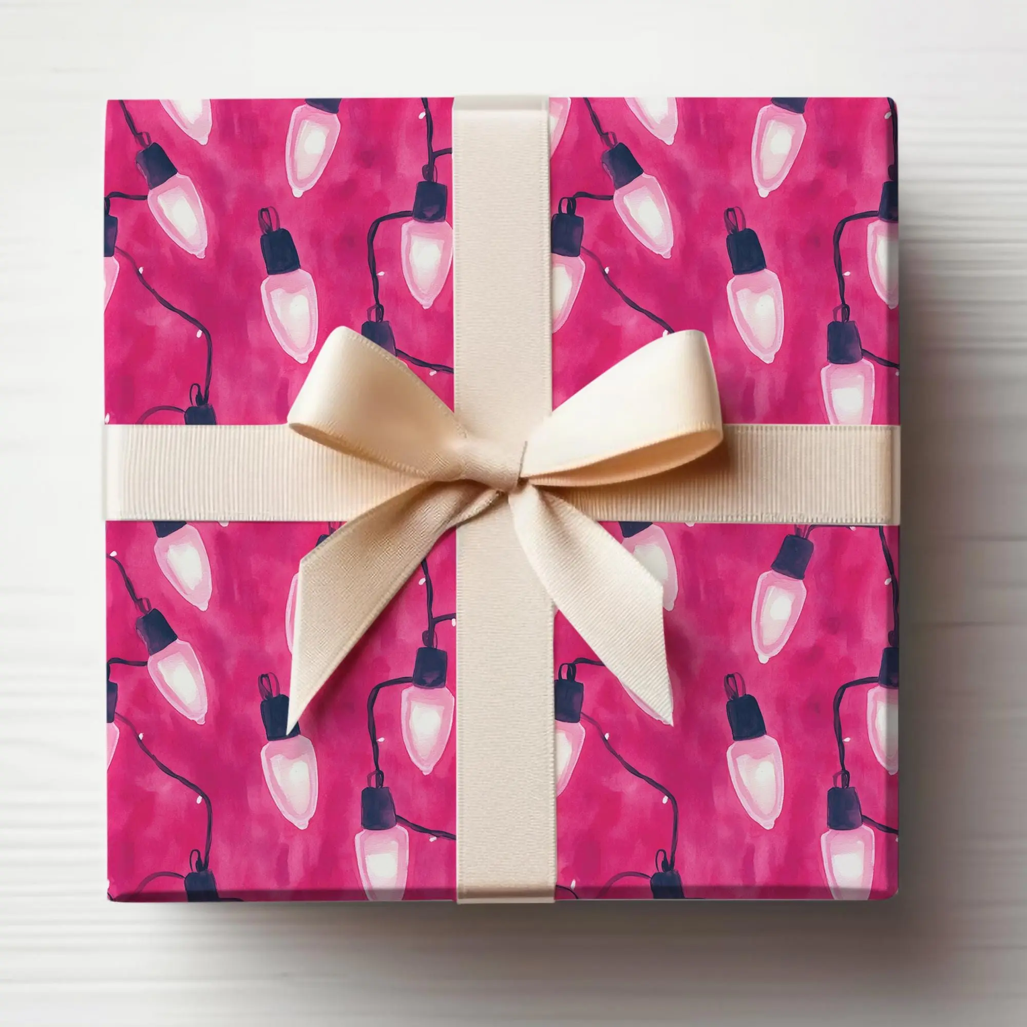 Pink Christmas Lights Wrapping Paper Roll Preppy Pink Christmas Wrapping Paper Roll Preppy Gift Wrap Papers