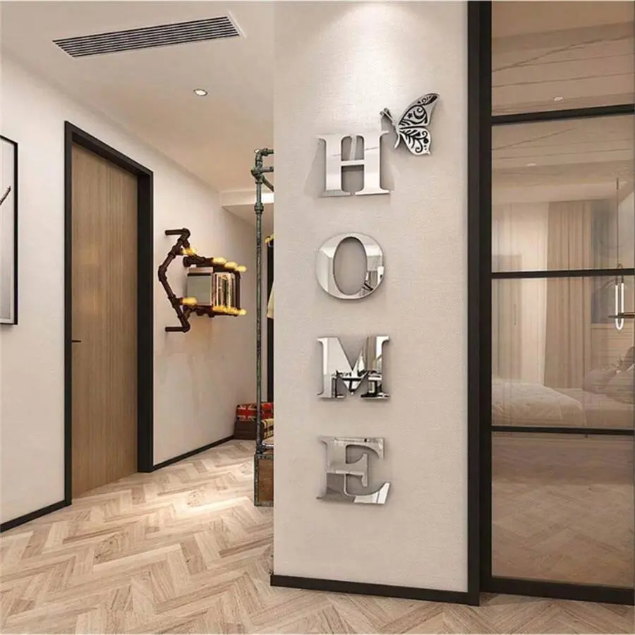 Acrylic Mirror Wall Sticker, Self Adhesive Stickers, 1 Set Letter & Butterfly Pattern Fashionable Decorative Wall Decals, Wall Decor Ornaments for Home Living Room or Bedroom, Home Decor, Household Decoration Supplies, Cute Wall Decor