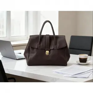 Handheld Briefcase for Women Genuine Leather Vintage Large Capacity Commuter Top Layer Vegetable Tanned Cowhide Bag Totebags Leathertotebags#fyp#luxuryfashion