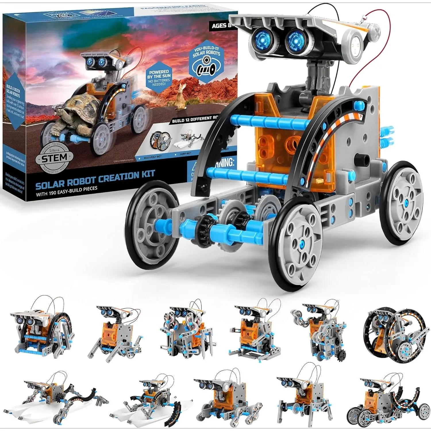 X-SMA01 12-in-1 Solar Robot Building Kit STEM Gift for Boys Aged 8-13, DIY Science Educational Robotic Toys for Kids Teens Birthday, Powered by The Sun with 190 Pieces