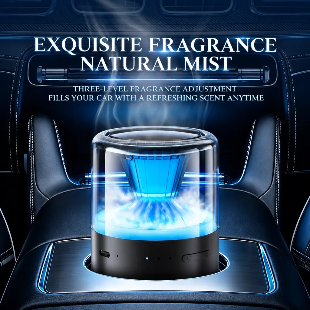 Upgraded Premium Smart Car Air Freshener Diffuser, Rechargeable Car Aroma Diffuser with Star Light Projection & 7‑Color Ambient Light, 900 Mist Sprays, Long Lasting Cologne Ocean Fragrance, Ideal Mother’s Day Gift for Men Women Car Lovers