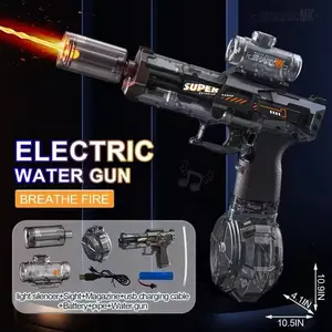 Ultimate Battle Powerful Electric Water Gun, Automatic Squirt Gun with Glowing Realistic Muzzle 320cc High Capacity, Up to 32 FT Range, Outdoor Summer Party Toy for Adults &Kids Toys for  Christmas Gift, Halloween Present, Black Friday Gifts