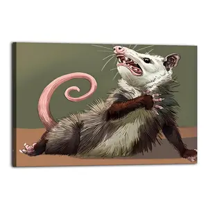 Opossum Funny Poster Canvas Oil Decor Wall Art Painting Modern Aesthetic Print Decoration Waterproof Gift Idea for Home Preferred Gift Giving Option