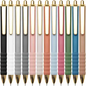 Ballpoint Pens Black Medium Point 1mm Pen with Super Soft Grip Ball Point Pen for Men Women Retractable Pens (Style2, 12-Count)