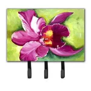 212 MAIN Orchid Leash & Key Holder - Metal Wall Hanger Organizer with Shelves, Triple Hooks, Hardboard Tile Accent, Home Decor, Home Supplies