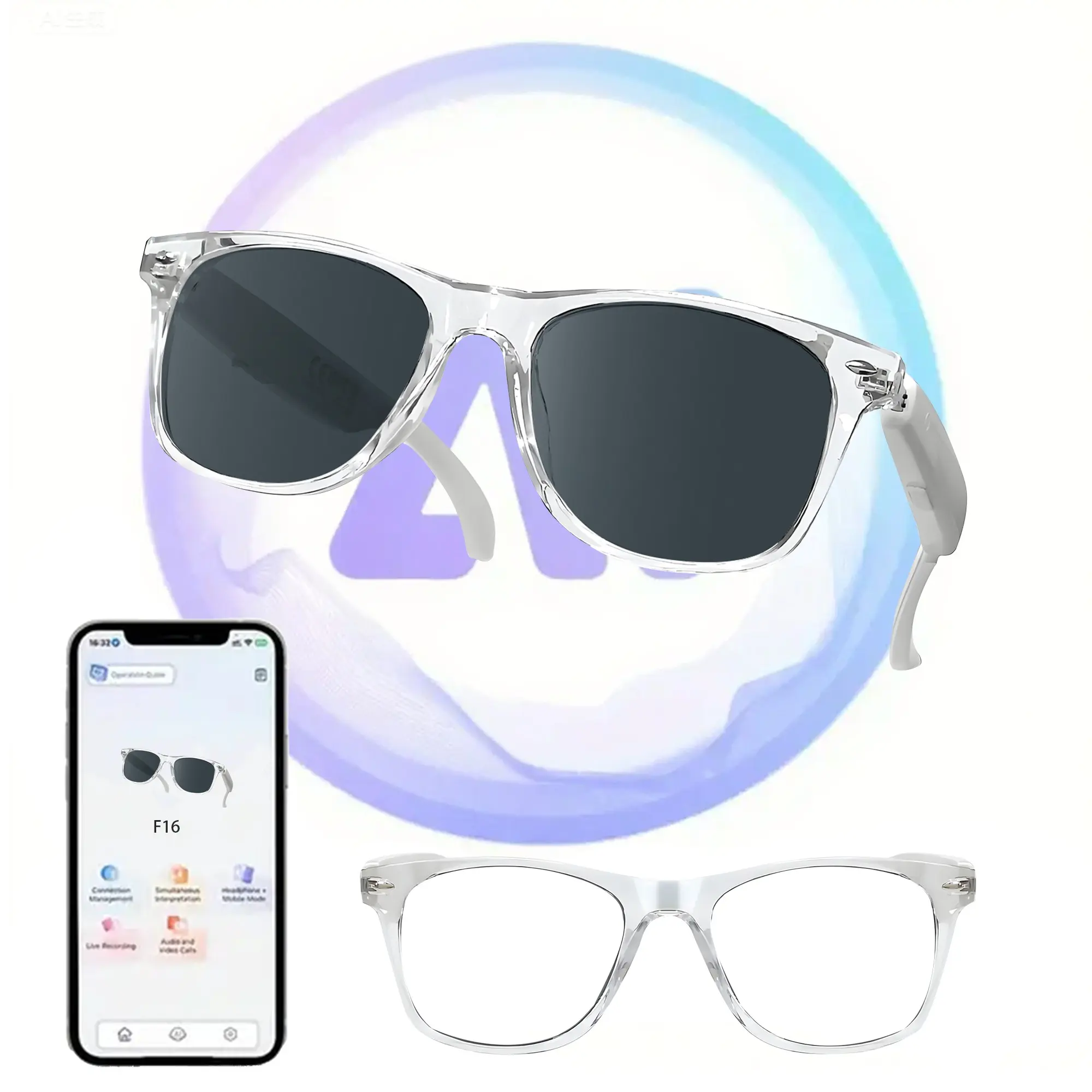 Smart Glasses with Camera, 4K HD Video & Photo Capture Recording Glasses with Audio, AI ChatGPT Assistant, Real-Time Translation Bluetooth Camera Sunglasses, Voice Control Smart Glasses for Men Women, Wearable Tech Glasses