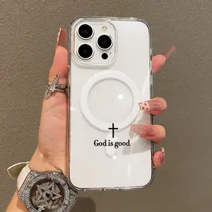 Soft Girl Magnetic Case for iPhone11/12/13/14/15/16/17/promax, God is Good Cross Lightweight, Drop-Proof, MagSafe Compatible | Perfect for Teen Girls