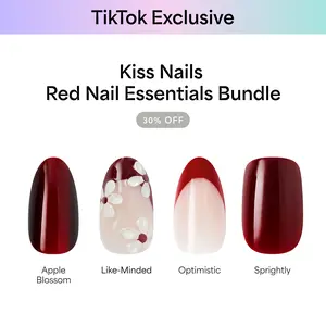 [TikTok Exclusive] Kiss Press On Glue Nails Bundle - Red Nail Essentials